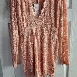 bebe Peach Lace Jumpsuit